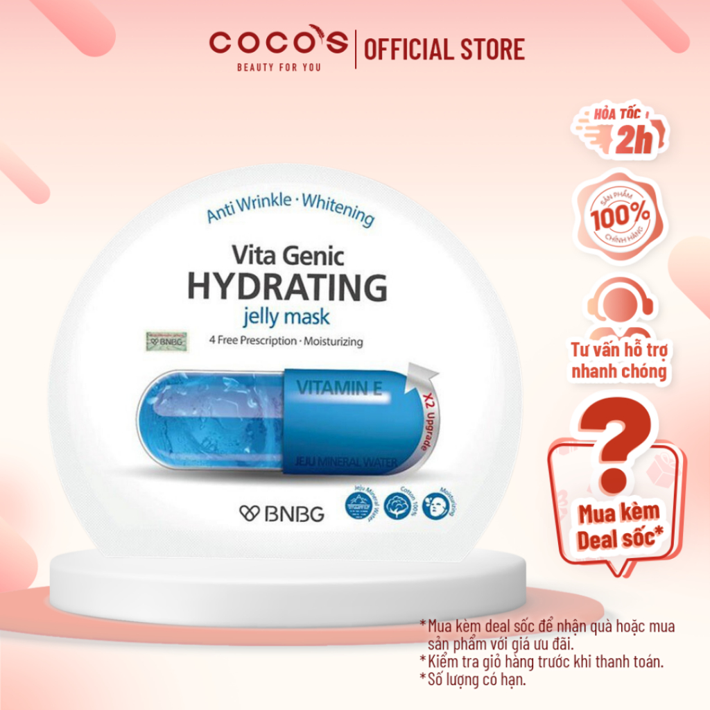 Mặt nạ giấy Cấp Nước Và Dưỡng Ẩm BNBG Vita Genic Hydrating Jelly Mask (Vitamin E) 30ml [BNBG XANH BIỂN]