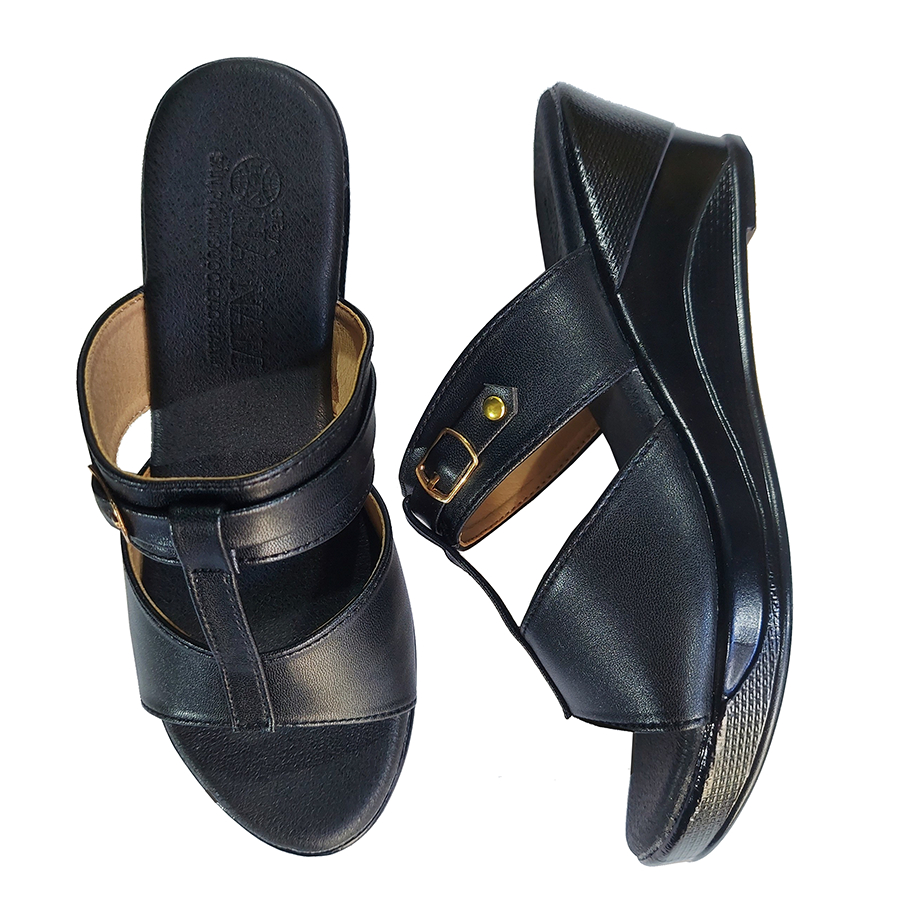 Dép nữ quai ngang đế xuồng 4cm TiTi ĐÔ da bò thời trang cao cấp DNU2180