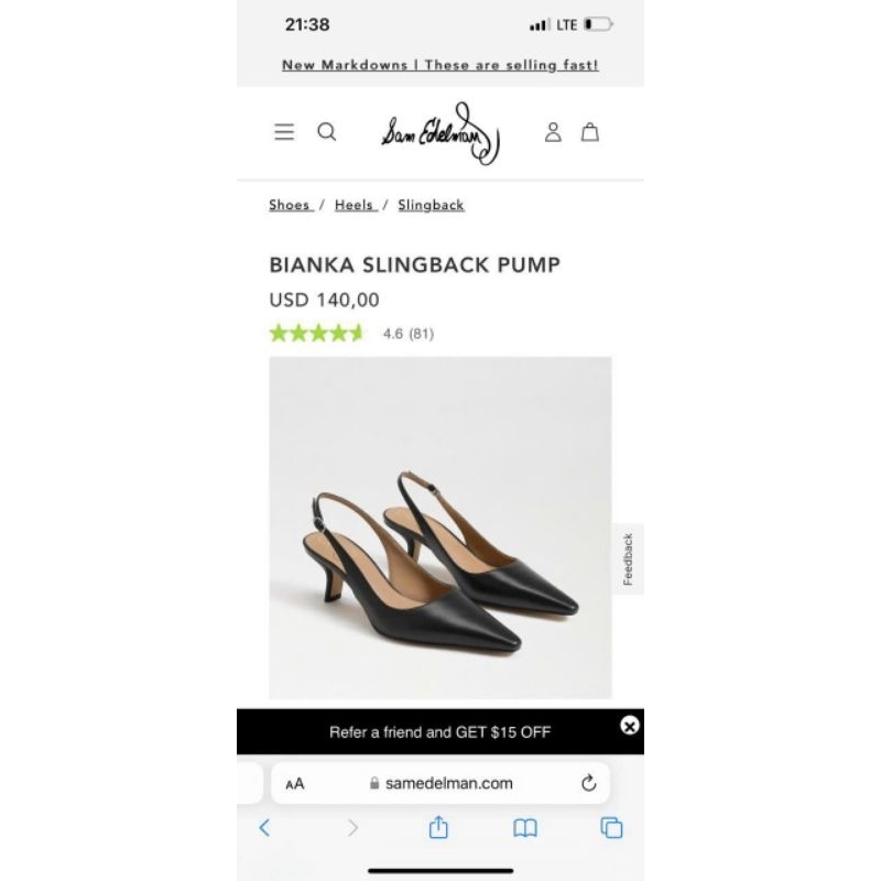 Giày gót Sam Edelman Toren Xuất Mỹ