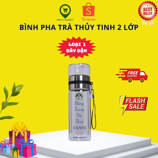 Bình thủy tinh pha trà cách nhiệt 2 lớp sang trọng dung tích 420ml