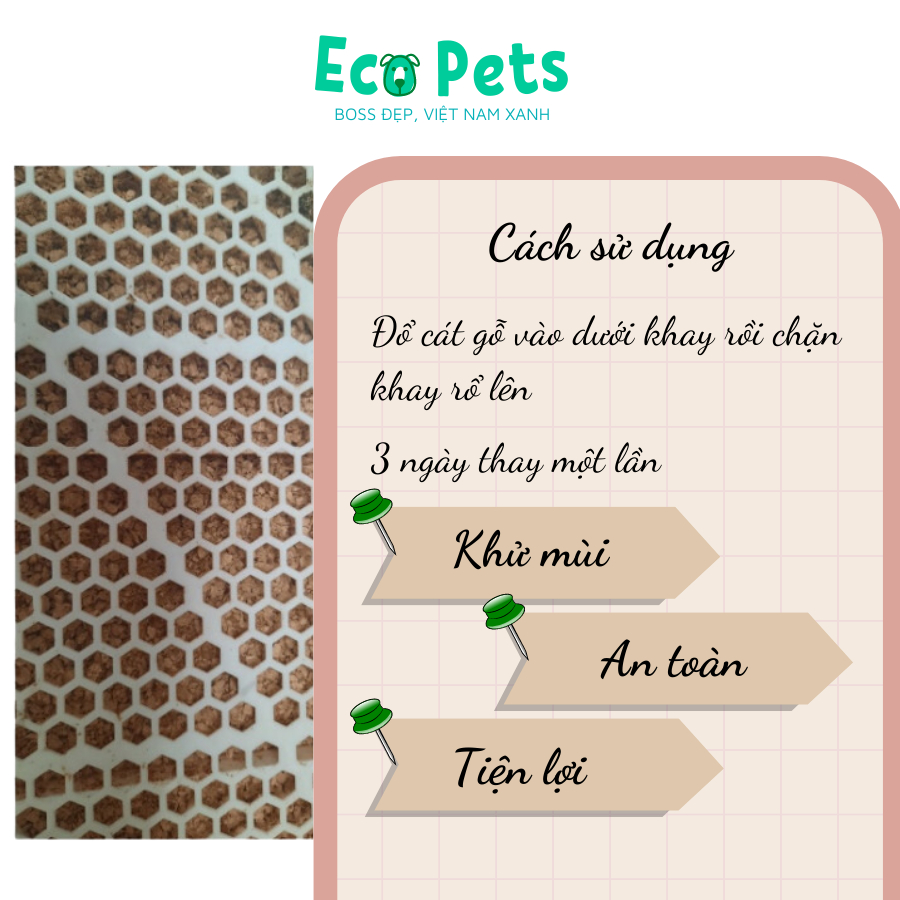Khay vệ sinh cho chó ECOPETS có cọc thiết kế phù hợp cho chó size lớn dành cho chó dưới 9kg - size 52x42x15cm