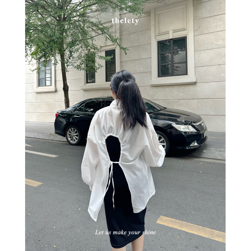 Áo Sơ Mi Khoét Lưng Buộc Dây LUNA SHIRT | 𝐭𝐡𝐞𝐥𝐞𝐭𝐲