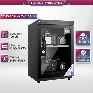 Tủ chống ẩm máy ảnh 30 Lít ANBON nhập khẩu chính hãng 2 ngăn có mút chống xước nước tiết kiệm điện