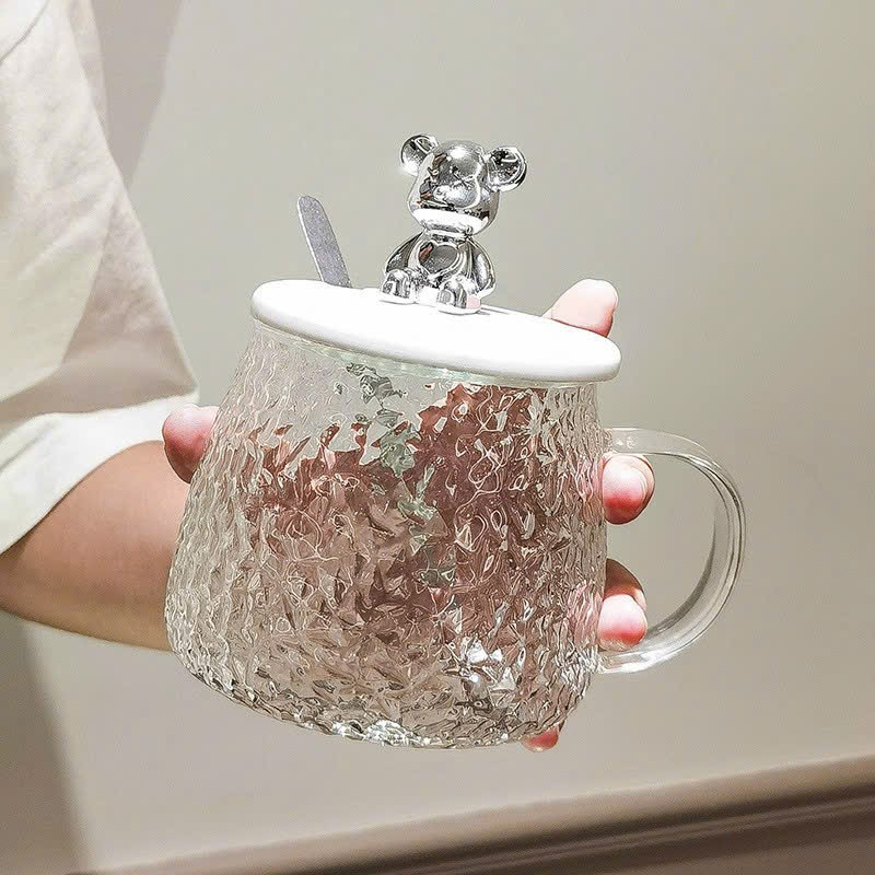Cốc thủy tinh lắp gấu Bear chịu nhiệt cao 500ML, ly thủy tinh chiu nhiệt lên tới 150 độ C.T