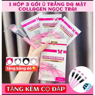 Ủ trắng da mặt collagen ngọc trai tặng kèm cọ
