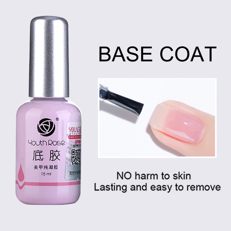 BaseTop cứng móng hoa hồng gel liên kết top phủ bóng cứng móng chuyên dụng cho làm nail, làm móng 15ml