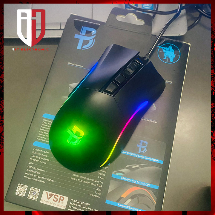 Chuột Gaming Máy Tính Chính Hãng Bosston GM107 Led 12000 DPI Có Dây Chuột Vi Tính Chuyên Game