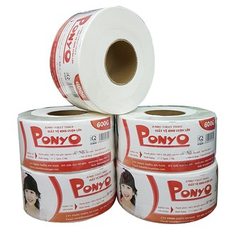 Giấy vệ sinh cuộn lớn siêu mịn PONYO JB700 2 lớp chất lượng cao hoạ tiết trơn 700g