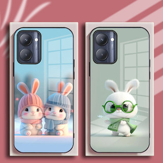 Ốp Lưng REALME C30, C33 Mặt Kính Hình Thỏ CuTe Ngộ Nghĩnh, Phiên Bản Mới