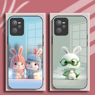 Ốp Lưng REALME C35 Mặt Kính Hình Thỏ CuTe Ngộ Nghĩnh, Phiên Bản Mới