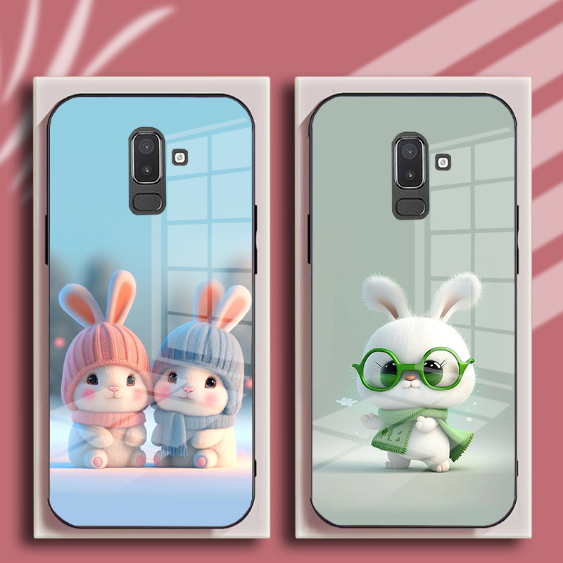 Ốp Lưng SAMSUNG A6+, J8 Mặt Kính Hình Thỏ CuTe Ngộ Nghĩnh, Phiên Bản Mới