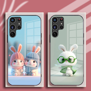 Ốp Lưng SAMSUNG GALAXY S22, S22 PLUS, S22 ULTRA Mặt Kính Hình Thỏ CuTe Ngộ Nghĩnh, Phiên Bản Mới