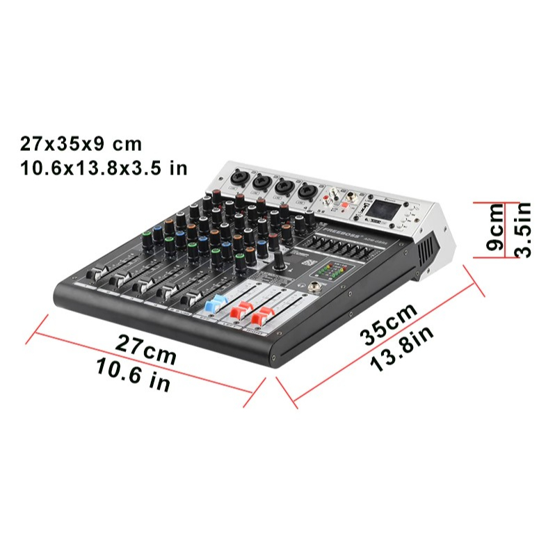 Bàn Trộn Âm Thanh Mixer Max 11, 6 kênh (4 mono, 2stereo), Kết Nối Bluetooth, USB - 99 hiệu ứng vang - Tích hợp nguồn 48v