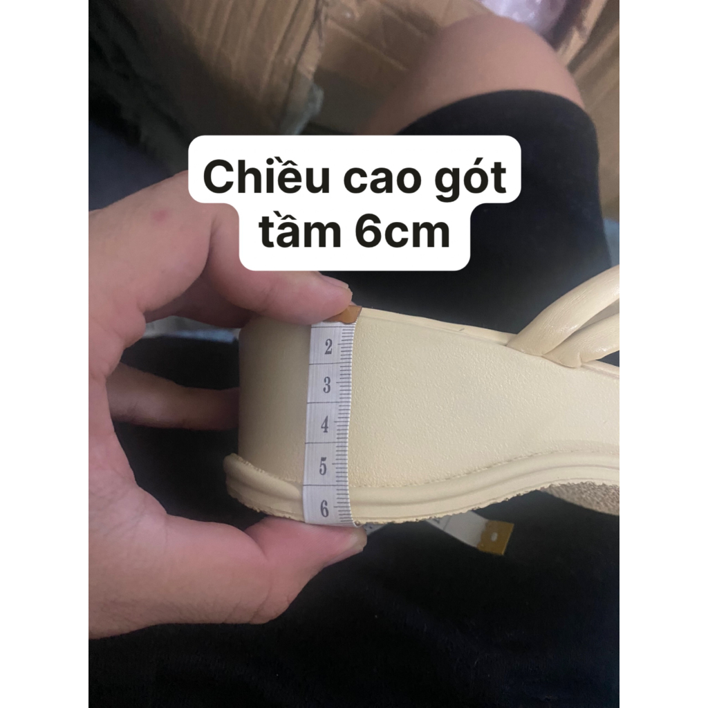 Dép Sandal Xỏ Ngón đế cao 6cm Thời Trang Nữ Mùa Hè 2023 Đính Kim Loại