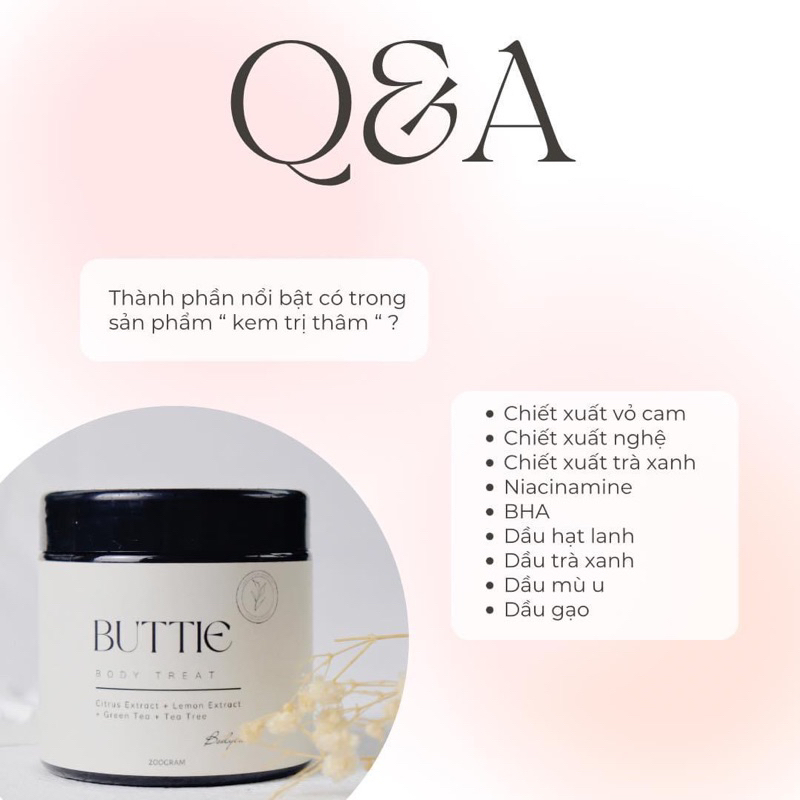 Kem dưỡng Butty Cream giảm thâm vùng nách, mông mỹ phẩm handmade