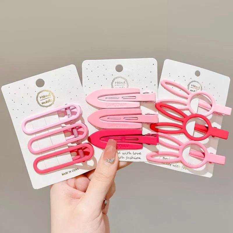Set Kẹp tóc mái 19 chi tiết hình cá mập màu hồng dễ thương cho bạn gái