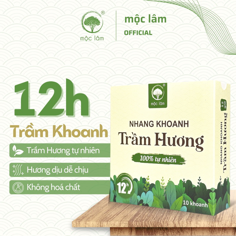 Nhang Khoanh Trầm Hương 12 Giờ 10 Khoanh MỘC LÂM Nhang Trầm Vòng 100% Tự Nhiên
