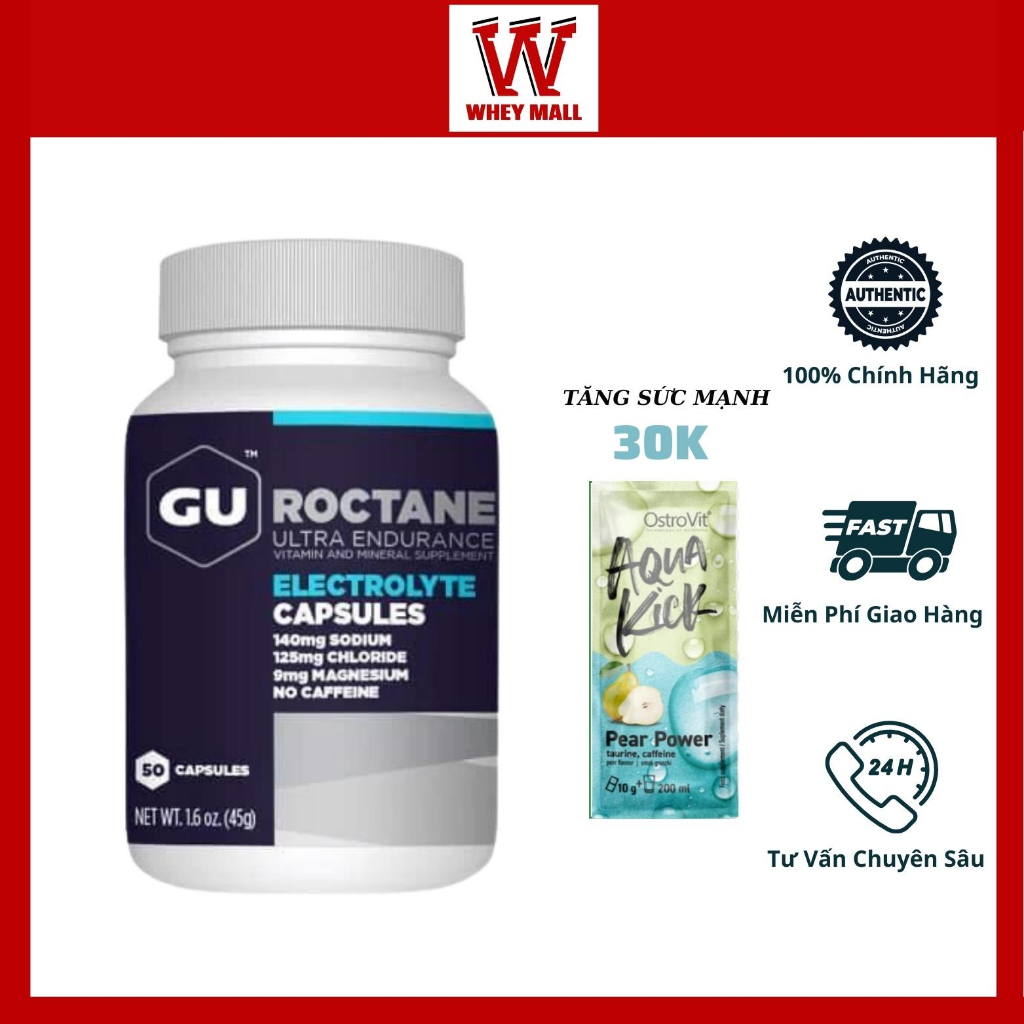 Viên muối điện giải GU Roctane Electrolyte Capsules (Hộp 50 viên)