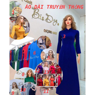 Áo dài vàng đồng lụa phi cao cấp- áo dài lễ tân