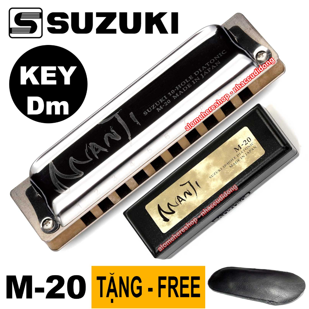 Kèn harmonica diatonic cao cấp Suzuki Manji M-20 Tone Dm (Rê Thứ) Comb Nhựa Pha Gỗ Siêu Nhẹ Clip Thực Tế