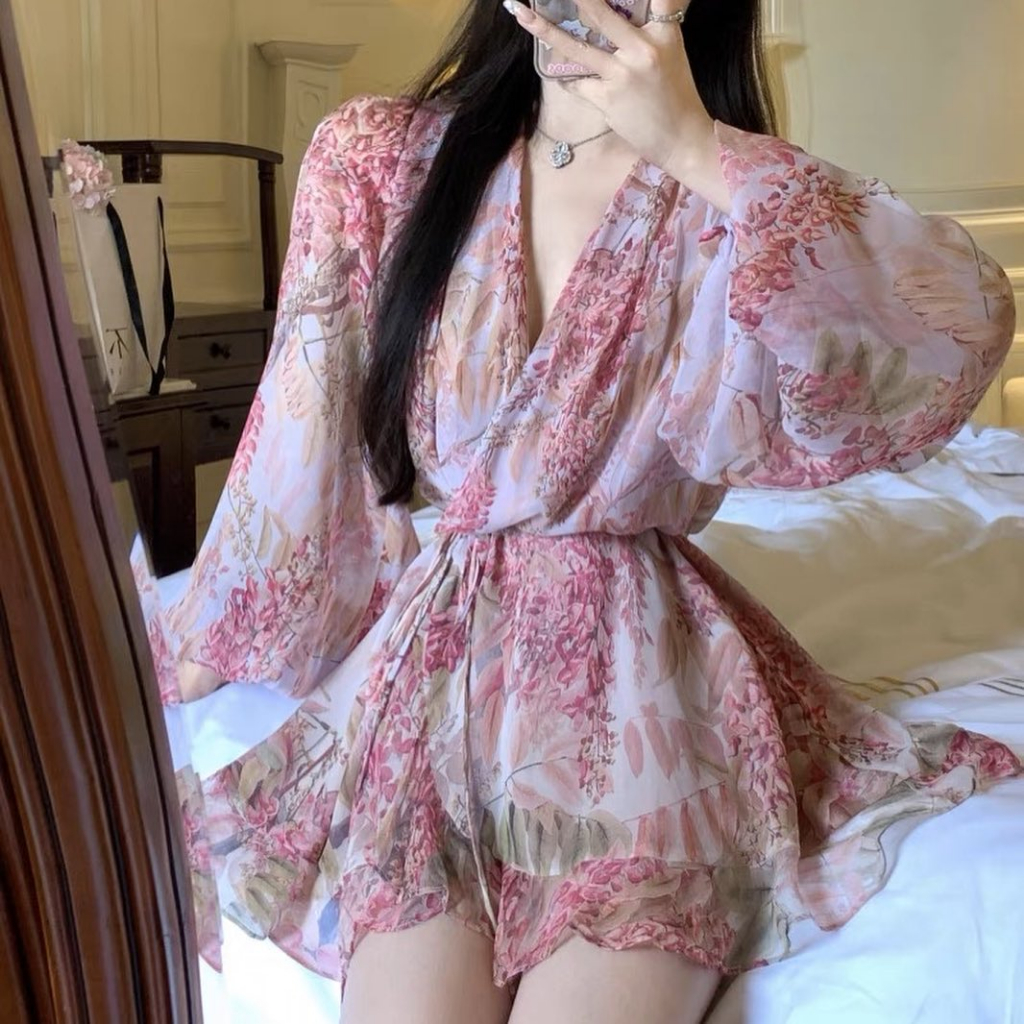 VÁY VOAN HOA HỒNG, CHẤT VOAN CÓ LÓT, SIZE S, M, L