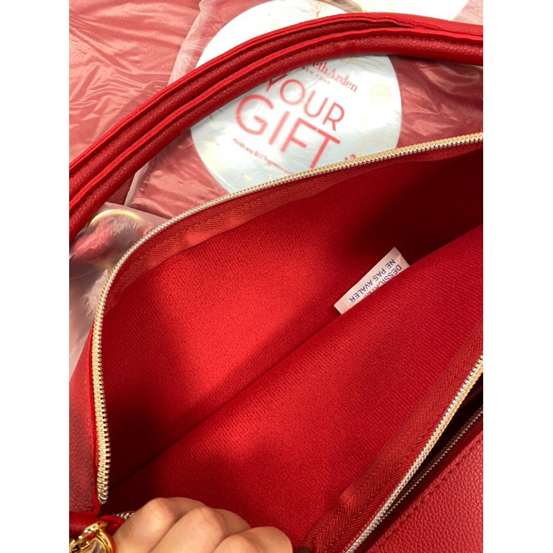 TÚI GIFT ELIZABETH ARDEN đỏ tươi da thật đeo chéo nữ xịn xò