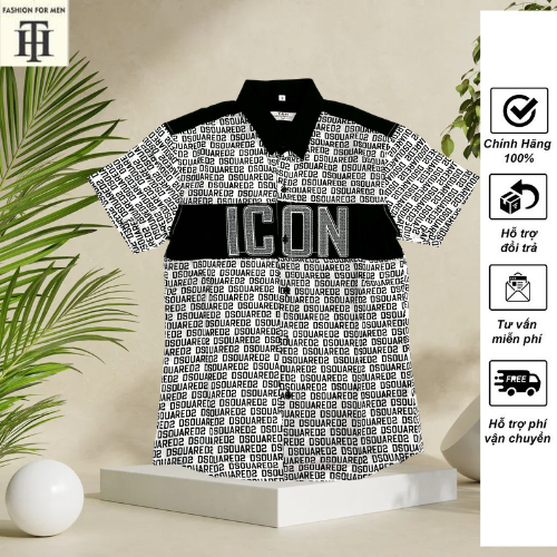 Áo sơ mi nam dài tay ngắn tay TH phối thêu chữ ICON hot trend bán chạy nhất