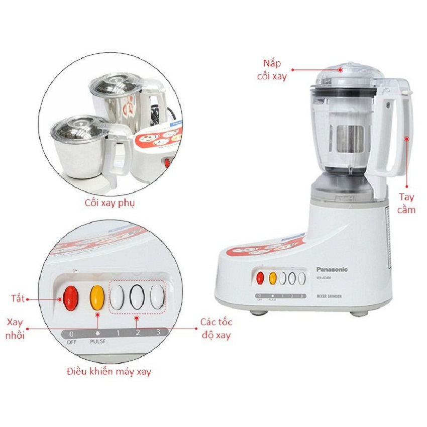 Máy Xay Ép Đa Năng Panasonic PAXD-MX-AC400WRA – 1.0 Lít - Bảo Hành Chính Hãng 12 Tháng