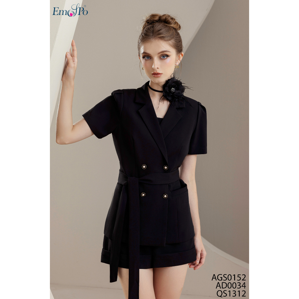 Quần sooc cạp liền lơ vê gấu đai rời EMSPO QS1312