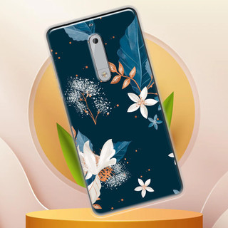 Ốp lưng Nokia 5, Nokia 6.1 in hình Hoa trắng nền xanh