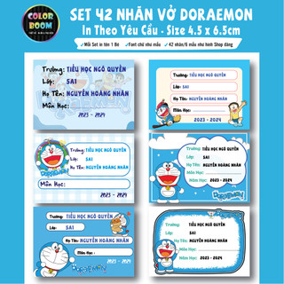 Nhãn vở in theo yêu cầu - set 42 nhãn doreamon