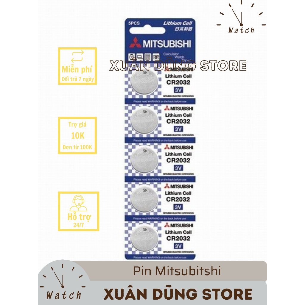 Pin CR2032 MITSUBISHI cho chìa khoá từ, máy tính, đồng hồ ...