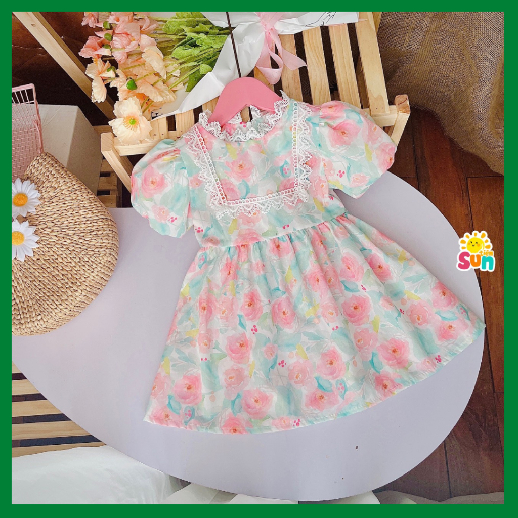 ẢNH THẬT - HÀNG SẴN, 8-30kg, váy đi học cho bé gái chất vải thô cotton 100% mềm mát