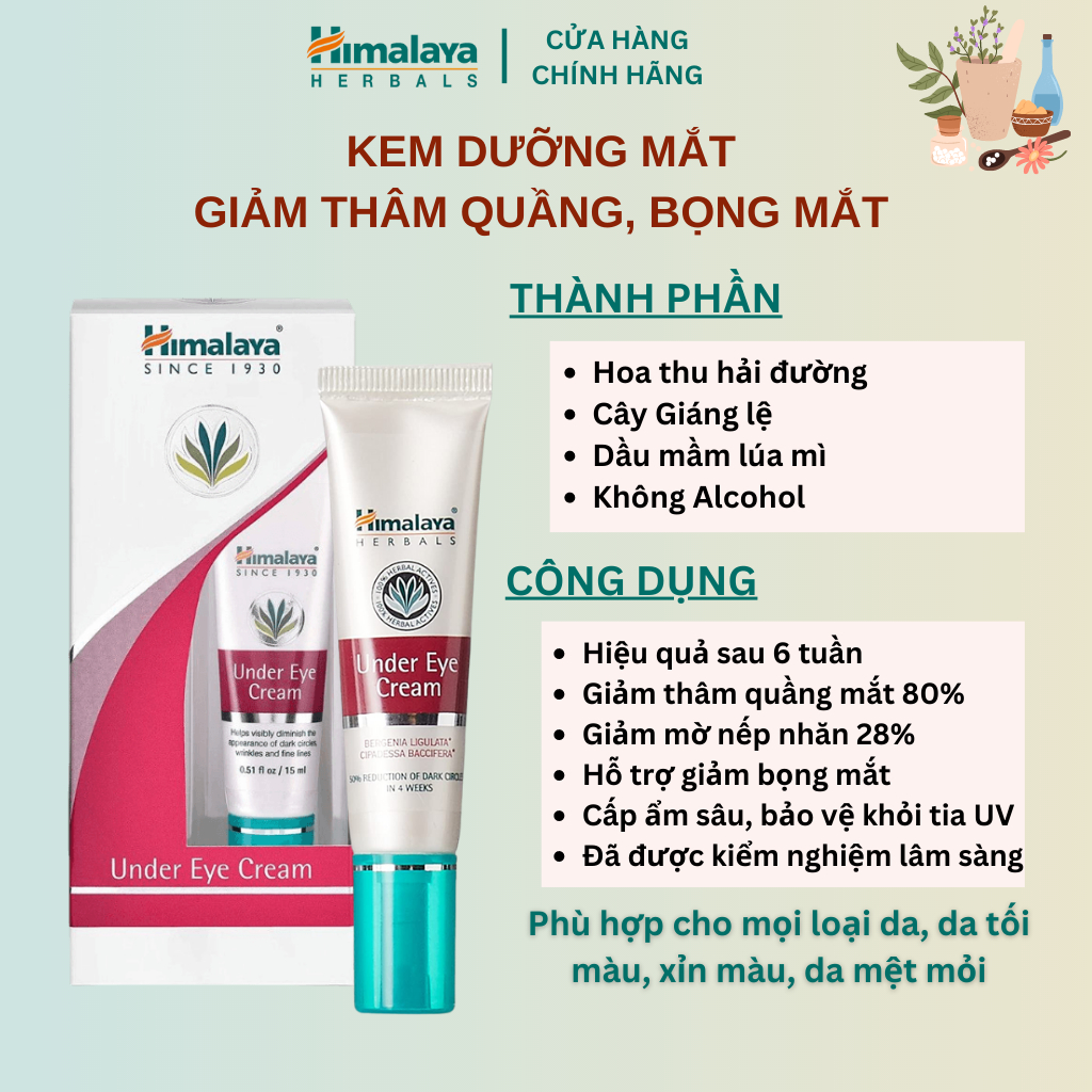 Kem dưỡng giảm thâm quầng mắt Himalaya Under Eye Cream 15g