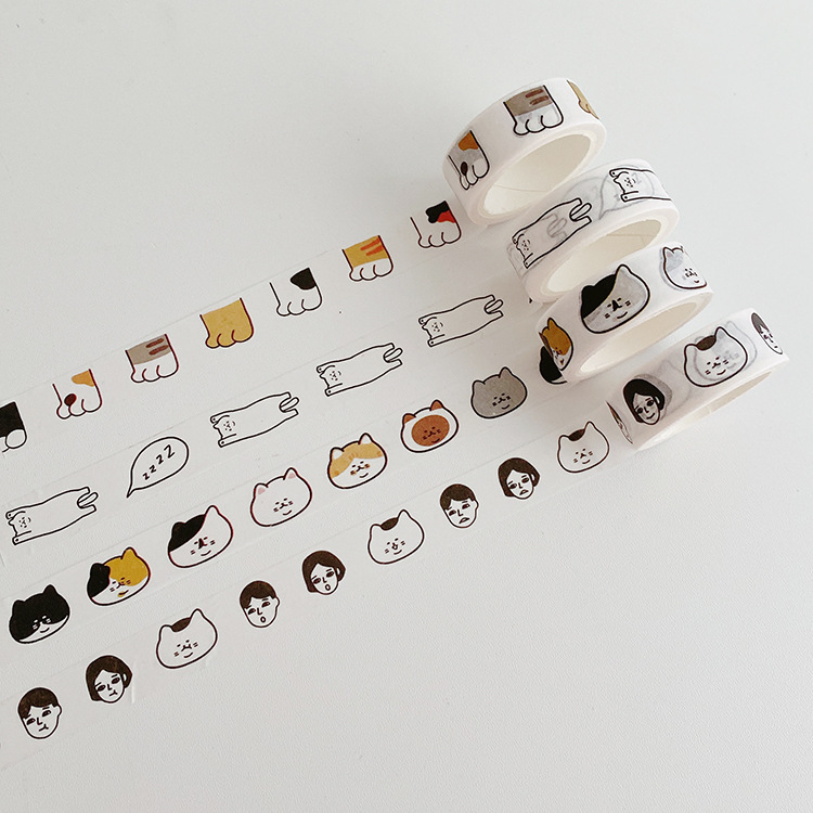Washi Tape, băng dính dán trang trí sổ Meow Doggy Beary dễ thưong 5 mét NEVERLAND