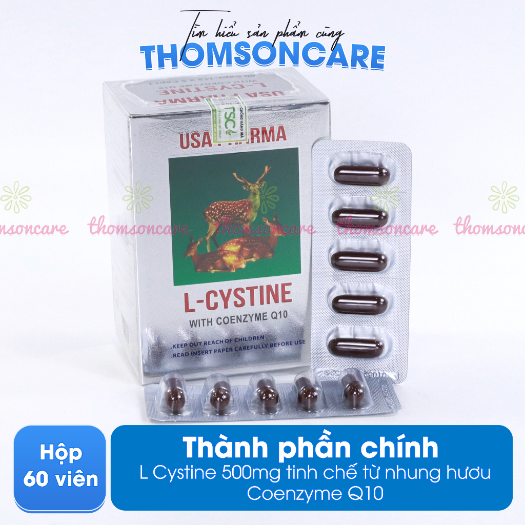 L cystine hỗ trợ làm đẹp da, giảm rụng tóc Hộp 60 viên 500mg, hết nám, tàn nhang, lcystine Ly systine cistine