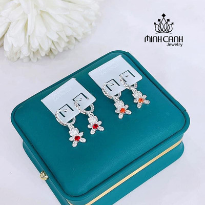 Bông Tai Bạc Trẻ Em Hình Gấu Đính Đá - Minh Canh Jewelry