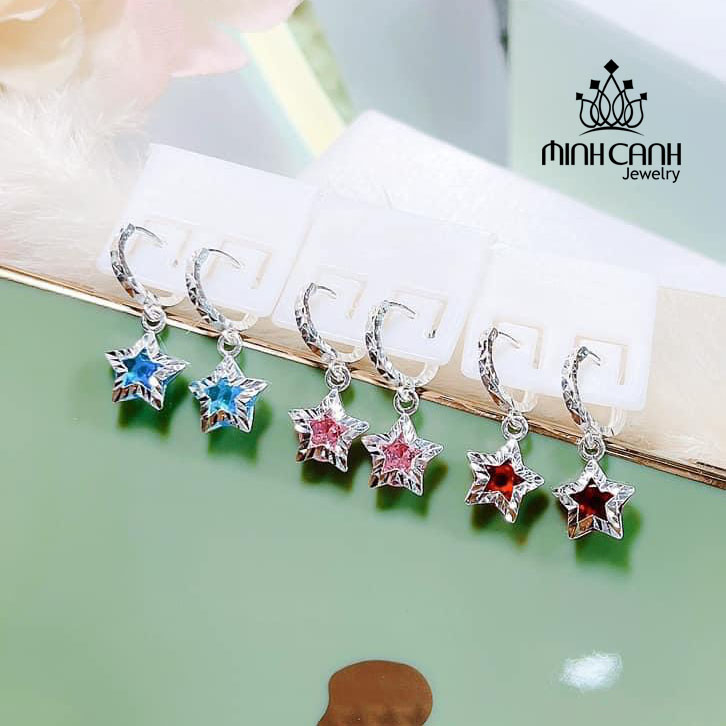 Bông Tai Bạc Trẻ Em Họa Tiết Sao Treo - Minh Canh Jewelry