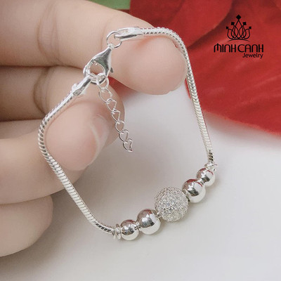 Lắc Bạc Pan Mix Cầu Đá Cho Bé Gái - Minh Canh Jewelry