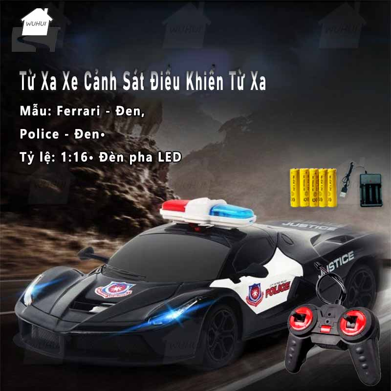1:24 ô tô điều khiển từ xa không dây, ô tô cảnh sát, đồ chơi cho bé trai hoạt động ngoài trời