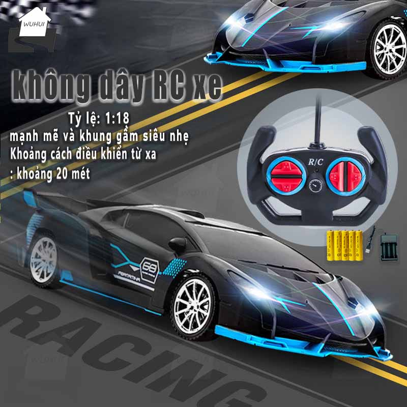 🌱Chuẩn bị ship🌱tốc độ cao không dây 2.4g led drift 30m không dây rc boy toy rc xe 1: 18