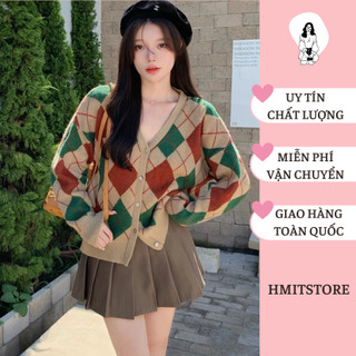 Áo khoác len cadigan kẻ caro Hmitstore