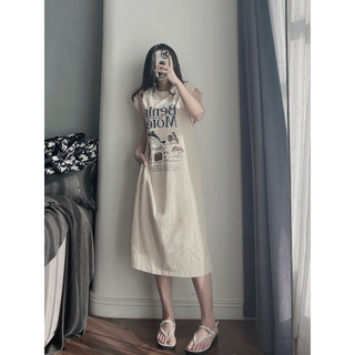 Váy suông cotton chữ benin motel