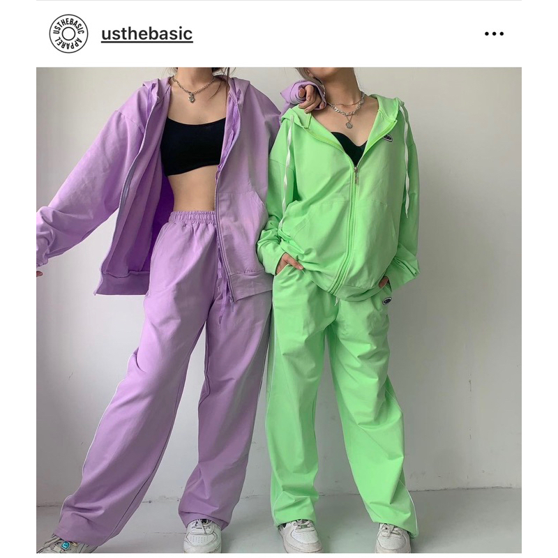 Usthebasic - Quần Track Pants da cá màu xanh neon