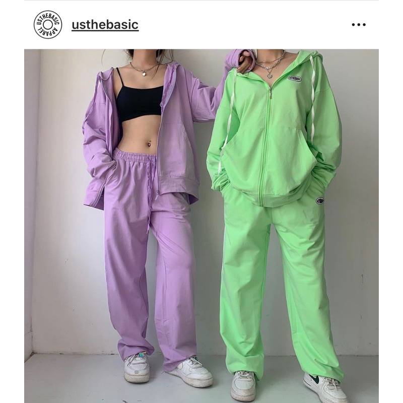 Usthebasic - Quần Track Pants da cá màu xanh neon