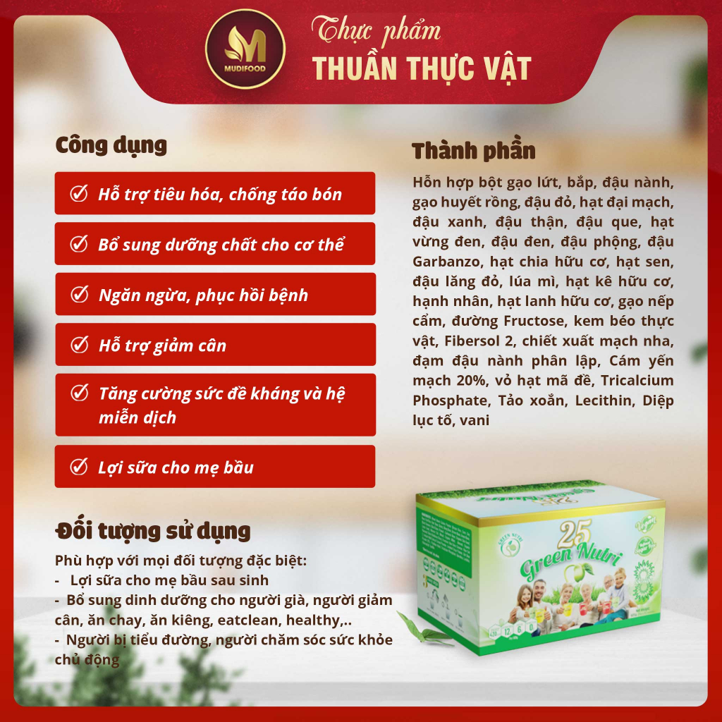 Sữa Hạt Ngũ Cốc 25 Green Nutri Thuần Chay - Bổ Sung Dinh Dưỡng, Hỗ Trợ Tiêu Hóa, Tăng Cường Đề Kháng