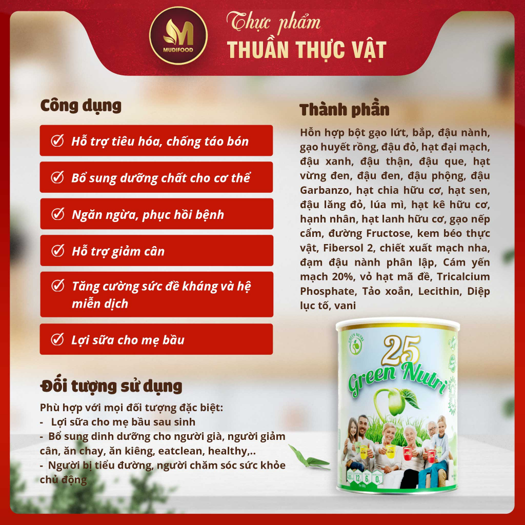 Sữa Hạt Ngũ Cốc 25 Green Nutri Thuần Chay - Bổ Sung Dinh Dưỡng, Hỗ Trợ Tiêu Hóa, Tăng Cường Đề Kháng