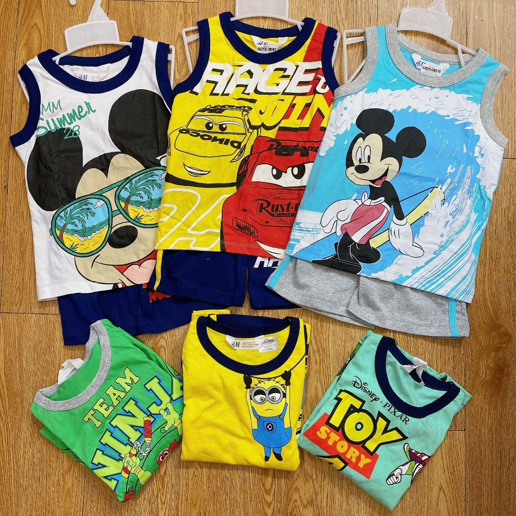 Bộ sát nách Bigbaby họa tiết disney chất thun mềm thoáng mát cho bé 13-25kg