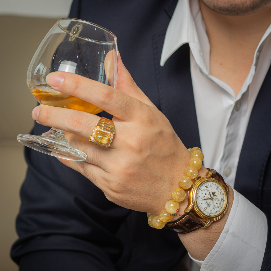 Vòng tay đá Thạch Anh Tóc Vàng A - Phong Cách, Tài Lộc - TVA0 - 5-12mm - Ngọc Gems