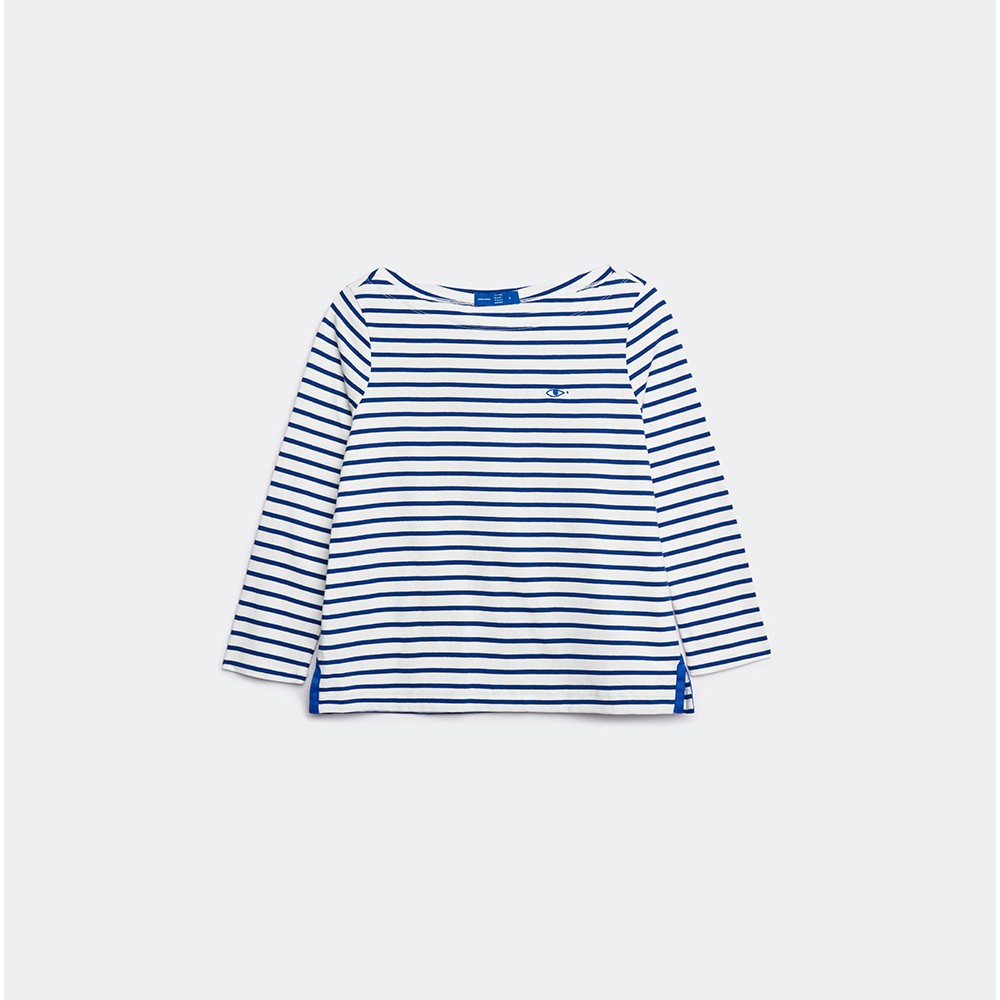 TheBlueTshirt-Áo thun tay dài sọc xanh có thêu con mắt-No.1 Long Sleeve T - Signature Blue Stripe
